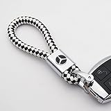 US85 for Mercedes-Benz Logo Emblem Key Chain Key Ring Metal Alloy BV Style Leather Gift Decoration Accessories AMG (Black & White)