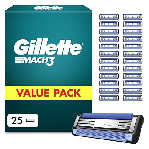 Gillette Mach 3 Klingen Herren, 25 Original Rasierklingen, Blau