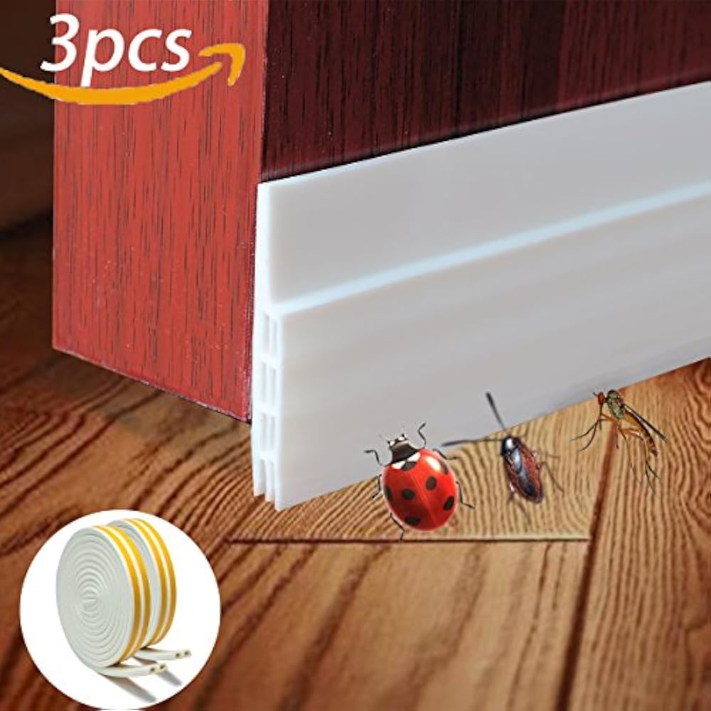Soundproof Weather Stripping Door Draft Stopper Kit White,33Ft Self