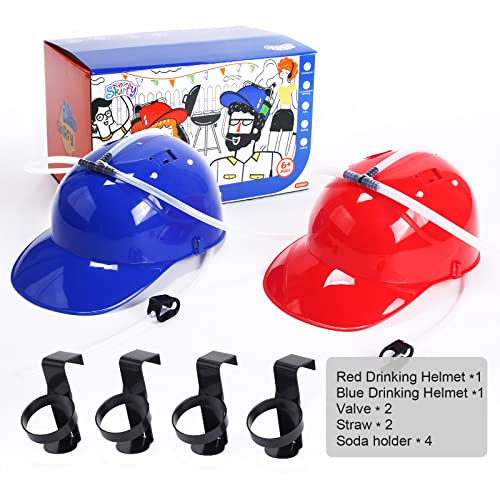 Skirfy Beer Hat Drinking Holder, 2 Pack Beer Helmet Drinking Hat,Beer and Soda Helmet with Straw,Party Fun Favors Funny Gift