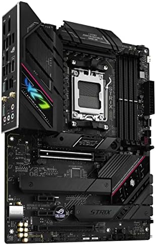 Asus rog strix b650e-f gaming wifi, placa-mãe amd ryzen am5 atx (12 + 2 fases vrm, ddr5, 3 slots m.2, pcie 5.0, wifi 6e, 2.5g lan, usb 3.2 gen 2x2 tipo c, aura rgb sync)