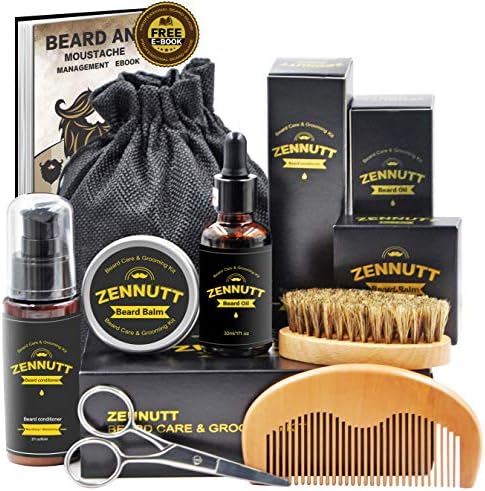 Beard Care Kit for Men w/Free Beard Conditioner & Beard Balm Butter & Beard Oil & 100% Boar Beard Brush & Wood Beard Comb & Beard & Mustache Scissors,Fathers Valentines Day Gifts for Him Dad Boyfriend