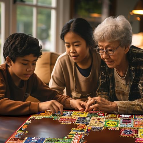 White Mountain 1000 Piece Puzzles for Adults Fun Vintage Collage Large Jigsaw Puzzle Gift for Seniors 24