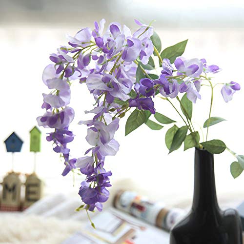 Gotian 39Inch Artificial Silk Wisteria Fake Garden Hanging Flower Plant Vine Wedding Decor Ideal for Festivals Parties Home Gardens Fencing Floral Tributes Sheds Decorations (Purple) - Thumbnail 4