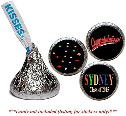 Graduation Stickers for the bottom of chocolate Kisses (set of 108)(RConfetti)