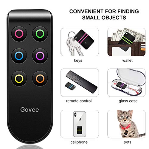 Key Finder, Govee Wireless RF Item Locator Item Tracker with Remote, 1 RF Transmitter and 6 Receivers for Car Keys Pets Purse - Wireless Key RF Locator, Wallet Tracker, Wall Mounted Version