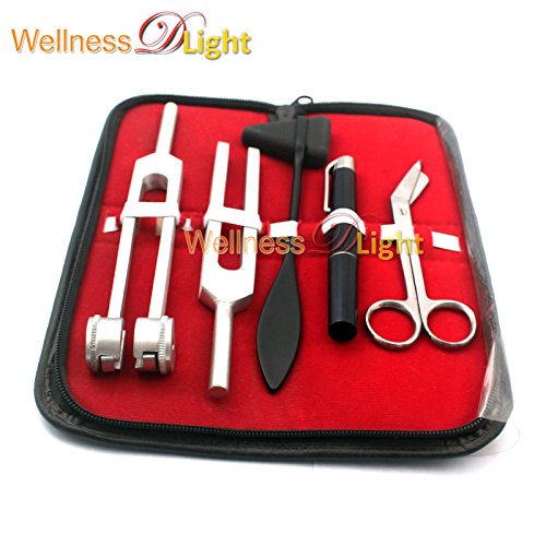 WDL TACTICAL BLACK - SET OF 5 PCS REFLEX PERCUSSION TAYLOR HAMMER + PENLIGHT + TUNING FORK C 128 C 512 + BANDAGE SCISSORS 5.5"