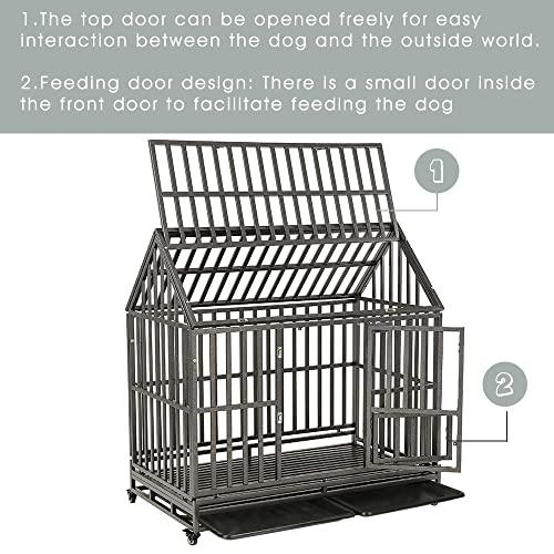 LUCKUP Heavy Duty Dog Cage Metal Kennel and Crate for Medium and Large