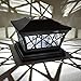 iGlow 4 Pack Black 6 x 6 Solar Post Light SMD LED Deck Cap Square Fence Outdoor Garden Landscape PVC Vinyl Wood
