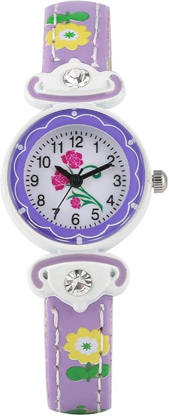 Reloj de Cuarzo para niños, diseño de Flores, Color Morado ...