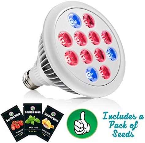 Garden Nova LED Grow Light Bulb for Indoor Plants - Best Spectrum for Marijuana Vegetables Herbs- Hydroponics Growing- Includes MADE IN THE USA Seeds Packet Bonus