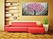Desihum-3D Art Pink Flowers Oil Paintings On Canvas Long Square Modern Wall Art Home Decor Artwork for Living Room Dinning Room Office Abstract Picture.(20