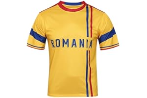 Bolognifi Men's Football Jersey Europe/America Cup Soccer T-shirt Sweatshirt Fans Footy Half Sleeves(Romania,Large)