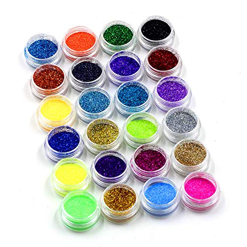 45 Colors Nail Art Glitter Powder Makeup, Mix Glitter Nail Art Multi Purpose Shimmer Dust Sequins Nail Art Kit for Nail Art Decoration