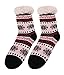 DoSmart Womens Winter Thermal Snowflake Fleece Lining Fuzzy Warm Indoor Home Socks (Black&Pink)