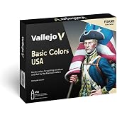 Vallejo - Basic Colors USA Acrylic Paint Set, 16 Bottles x 0.6 fl oz | Model Color range, 18 ml, historical miniature model paint kit, water-based formula, matte finish, eyedropper bottles
