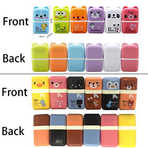 12 PCS Cute Pencil Erasers,Animal Pencil Eraser Shaving Roller Case for Easy Pick Up and Removal,Ani - //coolthings.us