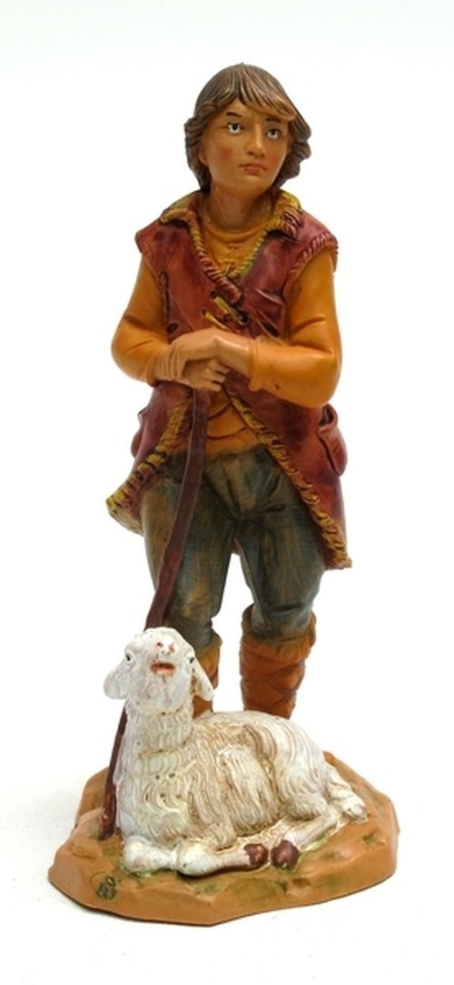 HomeCrafts4U Nativity Shepherd Figurine Good Saint Paul Outdoor Garden White Sheep Decor Statue Christmas Birthday Tabletop Collectible Figure Ornament