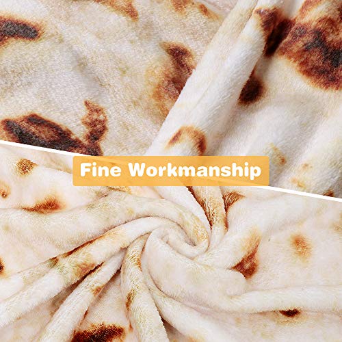 LetsFunny Burrito Tortilla Human Blanket, Burrito Wrap Novelty Blanket Tortilla Towel for Adults/Kids, Giant Round Beach Towel/Throw Blanket/Picnic Blanket (Yellow 7, 80.00)
