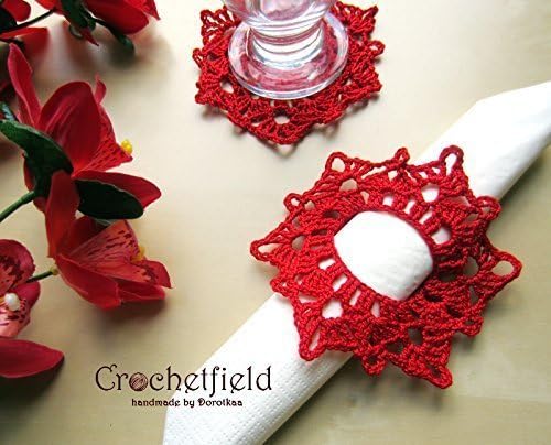 Regal Snowflake Christmas napkin ring, set of 3, 6, 9, 12, crochet decor, Christmas Star, Table decor, Wedding, Party, coaster