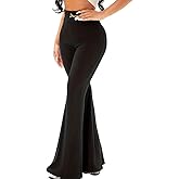 JEPWUT High Waisted Bell Bottom Pants for Women-Stretchy Pull-On Dress Pants,Black Flare Work Trousers for Office Casual