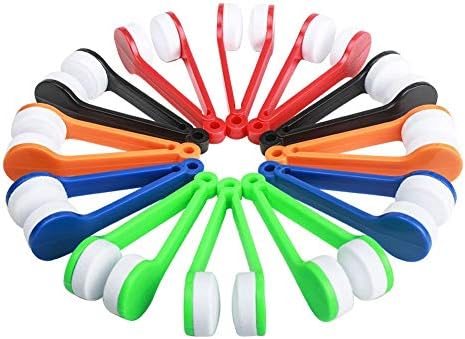 DYM258 12pcs Spectacle Glass Cleaner,Eyeglass Brush Cleaners Kit Mini Sunglasses Cleaner,Eyeglass Microfiber Spectacles Soft Brush Cleaning Set Wipe Kit Tool(Green,Red,Black,Blue,White,Orange)