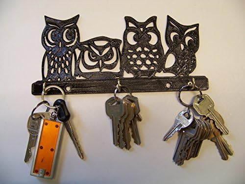Plastic 8" Owl Quad Keyring Holder Wall Mount Hooks Storage Key Rack Hang Keys Leashes
