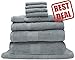 NaturCute Luxury 9-Piece Cotton Bath Sheets Set - Two Bath Towels, Two Hand Towels, Four Washcloths, One Bathroom Mat (Gray)