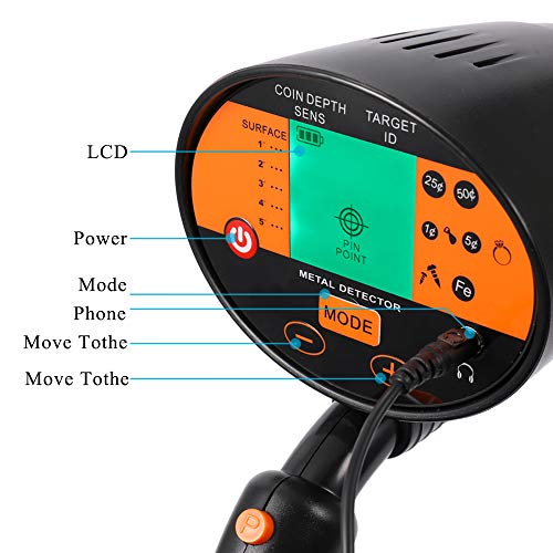 VISLONE Metal Detector High Sensitivity Handheld Underground Metal Detector Digital Display Underground Gold Silver Copper Diamond Detecto Metal Search Instrument Kit with Headphone - Thumbnail 2