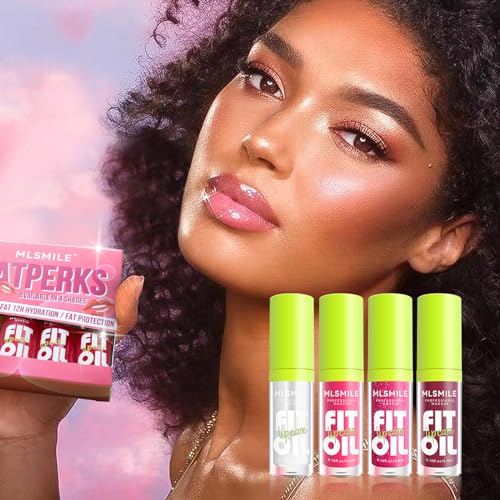 VolksRose 4pcs Lip Gloss Oil Set, Hydrating Lip Glow Oil Lip Gloss, Lipgloss Lipoil Set for Women Girls Teens, Tinted Plumping Lip Gloss Packs, Fat Lip Oil Lip Balm for Dry Lips Nourishing
