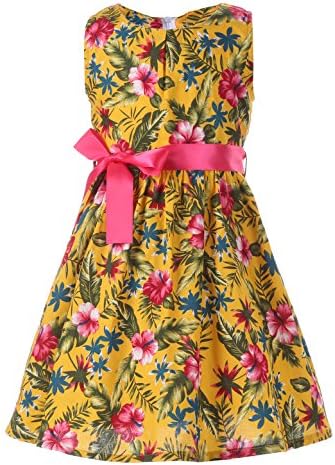 Floral Girls Dresses 7-16 Spring Clothes,Yellow flower2,9-10 Years(Size 150)