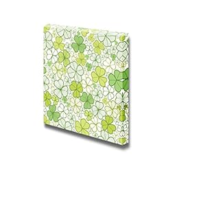 Canvas Prints Wall Art - Clover Line Art Seamless Pattern Background | Modern Wall Decor/Home Decoration Stretched Gallery Canvas Wrap Giclee Print. Ready to Hang - 12" x 12"