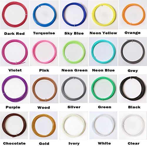 TUTTI3D 3D Pen Filament Refills, 1.75 mm ABS - 328 Linear Feet, Compatible with 3D Pens by LIX, Scribbler, 7Tech More, 2 Glow in The Dark (Translucent) Colors, 20 Colors