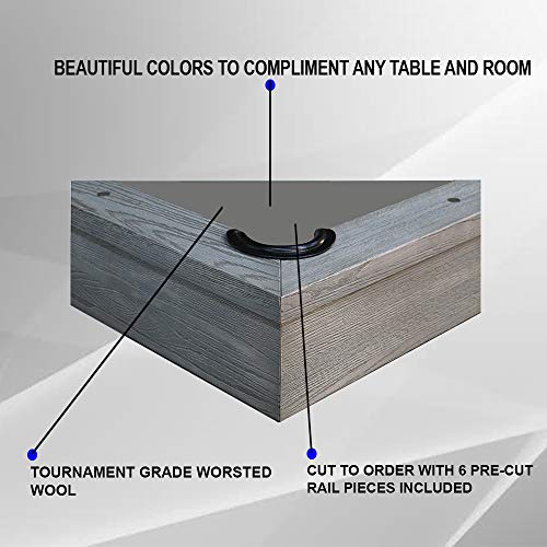 Worsted Blend Fast Speed Pool Cloth - Pool Table Felt - 7 feet - Billiard Cloth and 6 Rail pre-Cut Rail Pieces - No Nap - Tournament Grade - Steel Grey