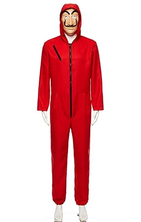 qingning Haus des Geldes Overall Maske Cosplay Dali Kostüme Body Suit Rot Anzug Halloween Jumpsuit