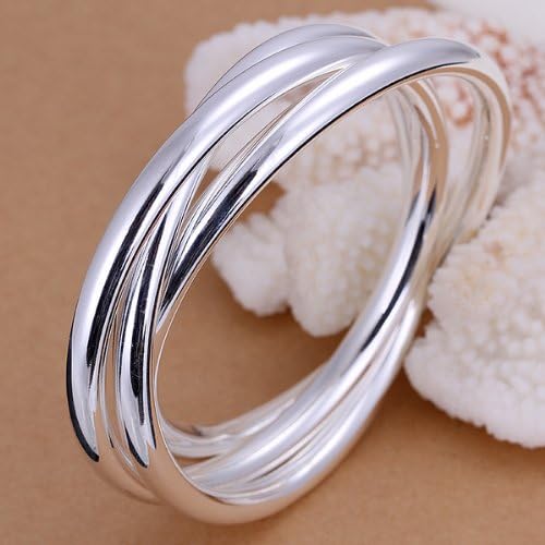 3 Concave Circles 925 Silver Plated Bracelets