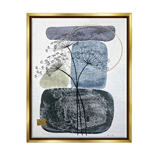 Stupell Industries Modern Layered Botanical Pebbles Floating Framed Wall Art, D…