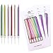 IronBuddy 24 Count Cake Candles Long Thin Cake Candles Metallic Birthday Candles in Holders for Party Wedding Birthday Cake Decorations (Multi Color)