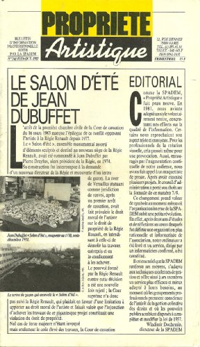PROPRIETE ARTISTIQUE, N°7-8/ JUIN _OCT. 1983: LE SALON D'ETE DE JEAN BUFFET ET AUTRES ARTICLES