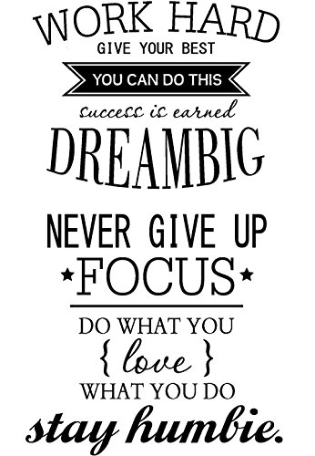 Amaonm removable vinyl quotes "work hard, never gi…