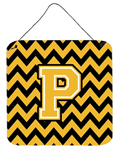 Caroline's Treasures CJ1053-PDS66 Letter P Chevron Black and Gold Wall or Door…