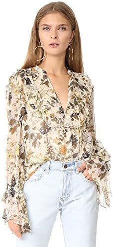 Robert Rodriguez Women's Ruffle Peasant Top, White Vintage Garden, Small
