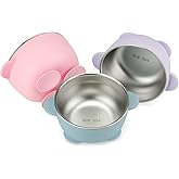 PandaEar 3 Pack Baby Stainless Steel Bowls with Suction, Non-Slip Child Food Bowl with Silicone Sleeve for Kids Toddlers Infants, Extra Strong Base, BPA free