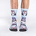 Good Luck Sock Men's Dapper Animals Crew Socks - Blue, Adult Shoe Size 8-13