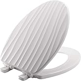 Mayfair Sculptured Rainfall Slow Close Toilet Seat, Easy Clean Hinges with Durable Wood Seat, Made in USA, Elongated, White
