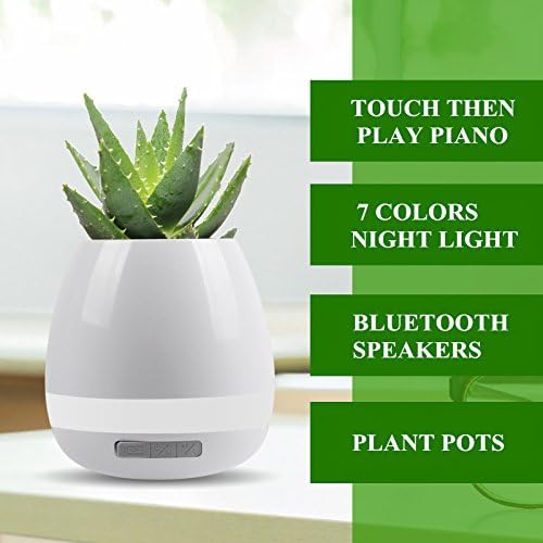Plant Pots, Saruliya Play Piano on Plant Music Plastic Flower Pot Mood Light Bluetooth Speakers Plant Pot LED Night Lights Lamp Changing Color Indoor Flowerpot Decoration With Drainage