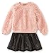 Calvin Klein Toddler Girls Curly Knit Body with Pleather Skirt, Peach, 3T