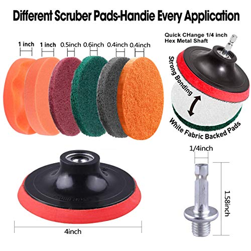 22 Piece Drill Brush Attachment Set, JUSONEY Power Scrubber Drill Brush Kit, Scrub Brush With Extend Long Attachment, Scrubing Pads Cleaning Kit For Tile Sealants, Bathtub, Sinks, Floor, Wheels, Carpe