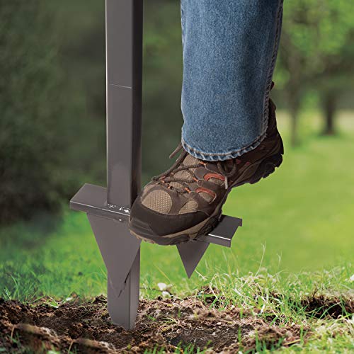 Aqua Joe SJSHSBBGry Garden Hose Stand with Solid Brass Faucet w/Quick