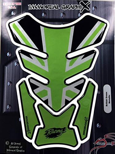 Size is 8.3" tall x 6.4" wide, British flag Great Britain Flag Green Metallic Triumph 675 Speed Triple Speed Daytona Motorcycle Tank Pad gas tank gaurd tankpad Protector